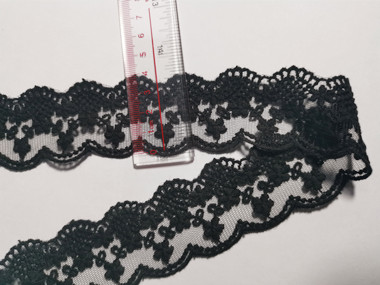 Unfading Guipure Lace Trims Black Pattern Heat Dissolving Interlining