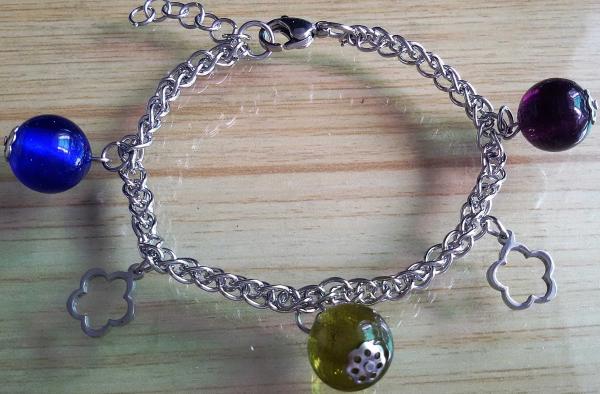 Stainless Steel Chain Linked Murano Pandora Glass Beads Charms Bracelets,12 Styles