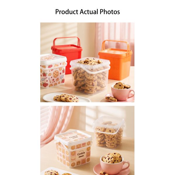 5L Plastic Square Bucket With Dual Handle and Lid Food Grade PP Container