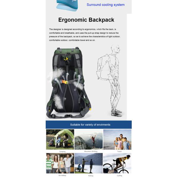 60L Lightweight Waterproof Hiking Backpack 70cm Rainproof Backpacks