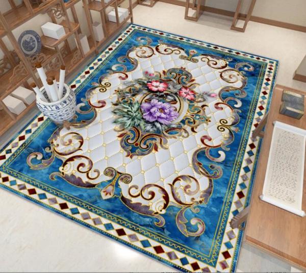 Simple Water Absorption Carpet Bedroom Sofa Living Room Floor Carpet Chinese Style