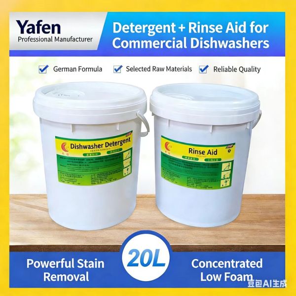Special‑purpose Detergent & Rinse Aid for Commercial Dishwashers, Liquid Alkaline Dish‑washing Cleaner, Fast Drying Without Water Marks, Supporting Consumables for Canteen, Hotel and Group‑meal Dishwa