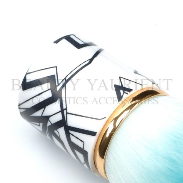 Gold Ring Soft Short Kabuki Brush 360degree Head Transfer Printing On Handle