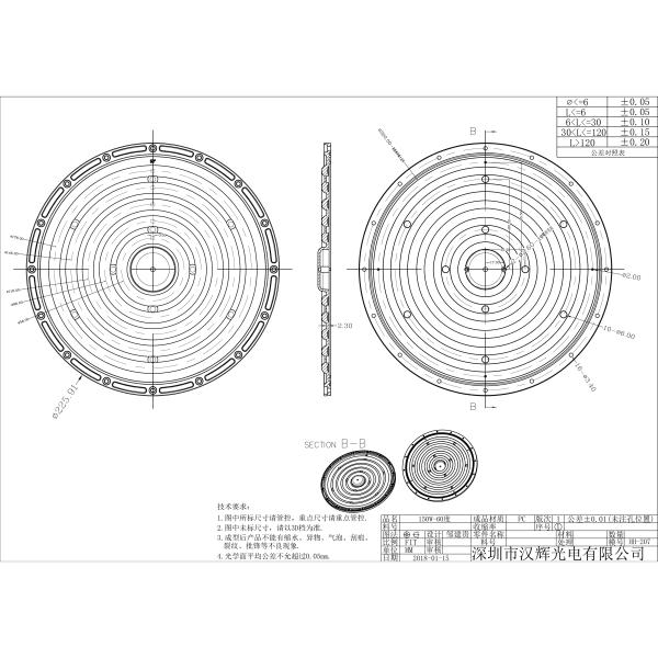 UFO Industrial Lamp Lens 226×11.5mm 3030/2835LEDs ODM&OEM High Bay Lighting Lens