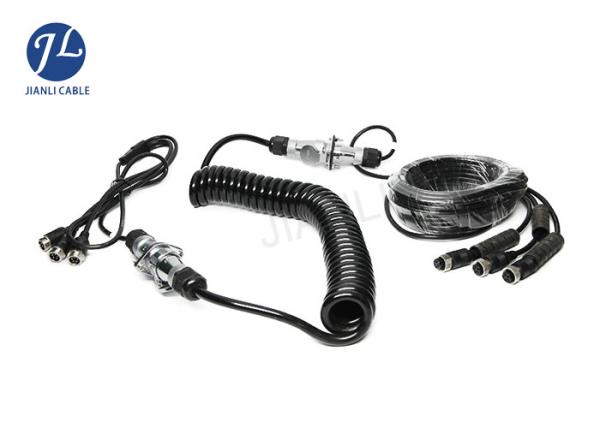 Retractable Fire Truck Coiled Wire Cable With 5 Pin Locking Connectors Customized