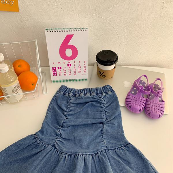 Elastic Spring Cute Jean Children'S Beauty Skirts Mid Length