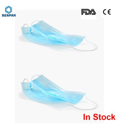 FDA CE certification 3 Ply Face Mask Disposable Face No Breathing Valve