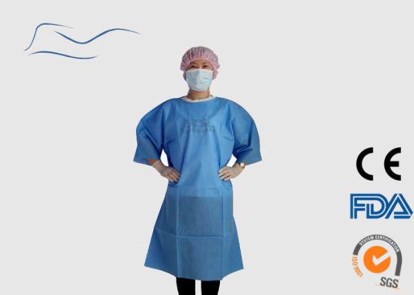 Nonwoven Material Disposable Medical Gowns Dark Blue Color Short Sleeves Type