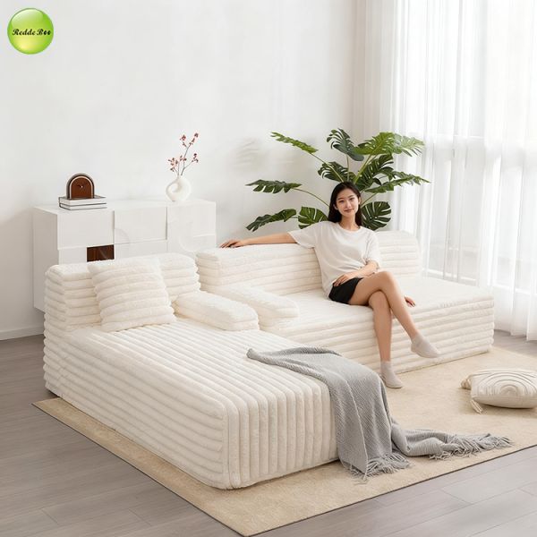 Modern Velvet Compressed Sofa Couch L Shape Gray Upholstered OEM