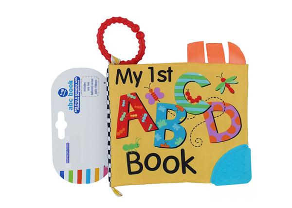 Colorful Soft Teether Book With Crinkle Sound , Safe Teethers For Babies