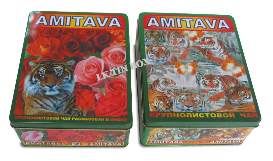Amitava Russia Green Loose Tea Tin Box Packaging , Tea Tin Can For Gift