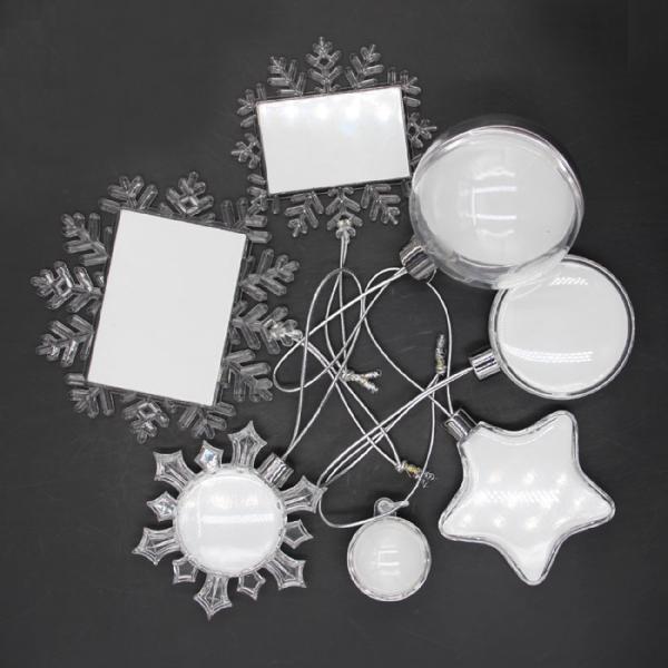 Customized Photo Christmas Ornaments Transparent Plastic Snowflake Christmas Sublimation Ornaments