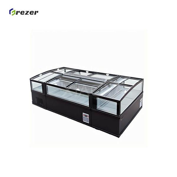 Auto Defrost Fish Display Unit Island Display Case Refrigerator Combined
