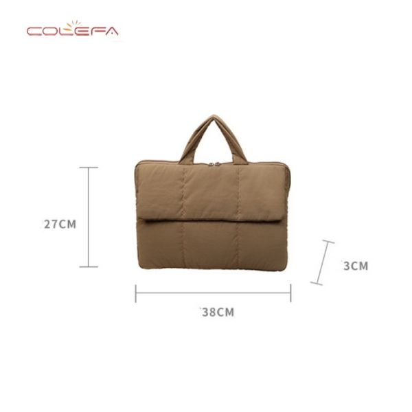 Fall New Arrival Stylish Solid-Color Bags Minimalist Niche Checkered Briefcase Women Casual Lightweight Polyester Everyday Commuting Laptop Bag