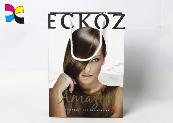 Hair Care Items Printed Carrier Bags With White Handle In CMYK Color Eco - Friendly