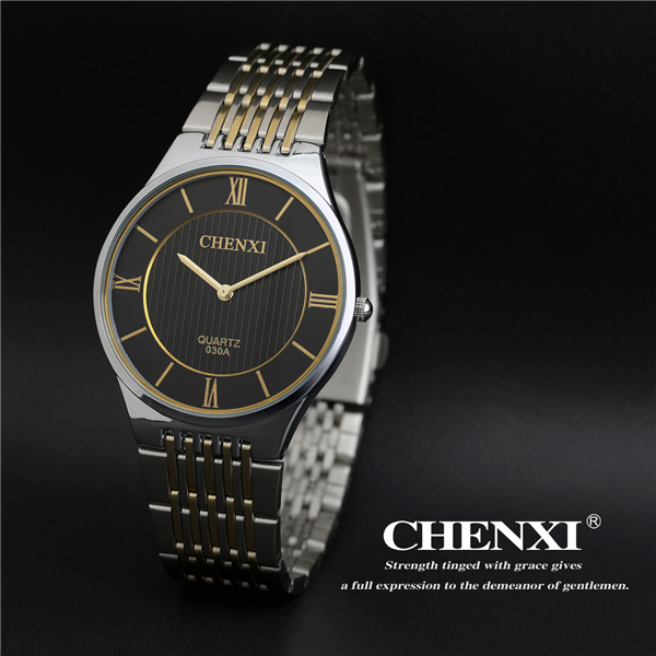 T030A9 CHENXI Brand Wristwatch Unisex Wholesale Gold Stainless Steel Case Quartz Watches