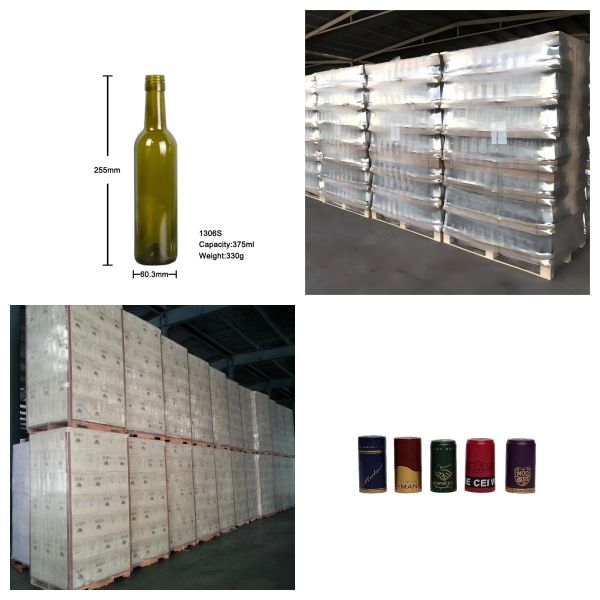 375ml Half Size Glass Bordeaux Wine Bottle Screw Top Glass Bottle 315g 1306S-1