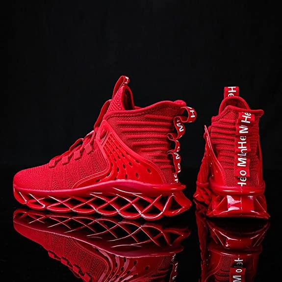 Red PVC Rubber Breathable School High Ankle Basketball Shoes OEM