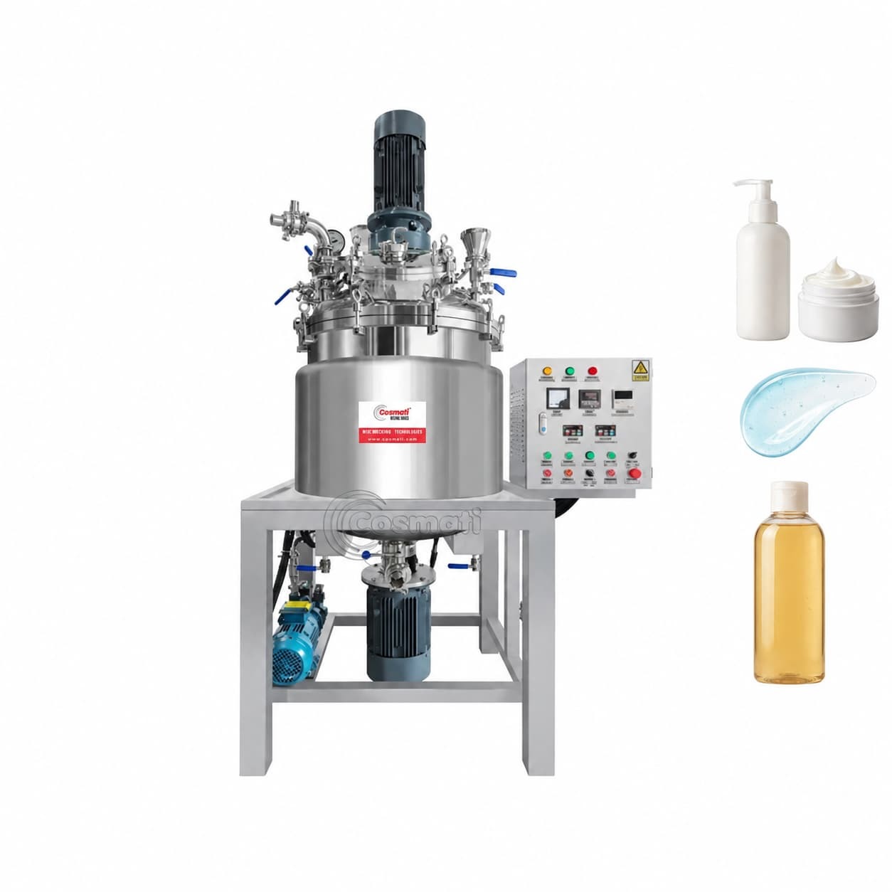 50L 100L Vacuum Homogenizer Mixer Cream Lotion Serum Heated Mixing Tank
