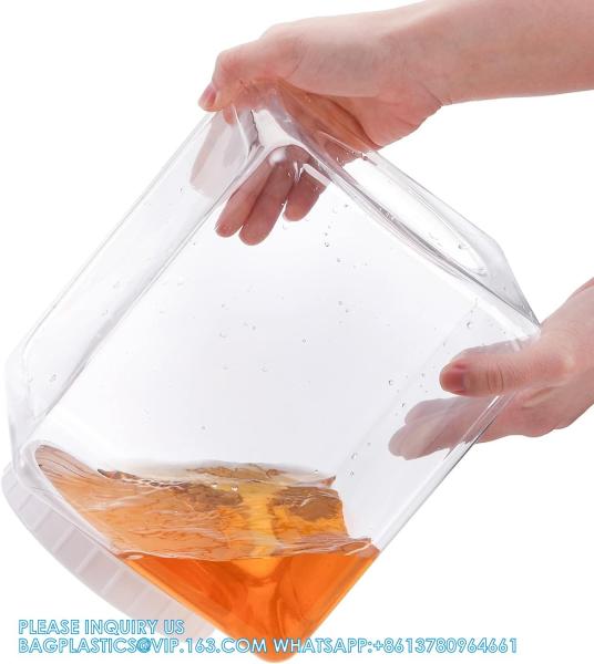 Plastic Jars, Plastic Gallon Containers With Lids, Large Square Plastic Food Storage Jar For Kitchen, Dry Food, Snack