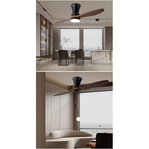 Two Leaf Solid Wood Ceiling Integrated Living Room Fan Lamp 110V Household