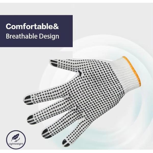 PVC Black Double-Sided Dotted Cotton Knitted Work Gloves Construction / Hand Protection / Anti Slip And Durable Glov