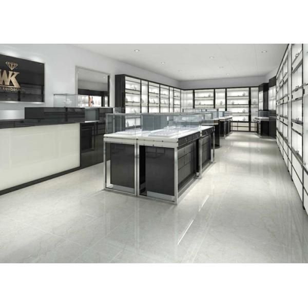 Nice Shinning White Black Lacquer Jewelry Display Fixtures With Led Spot Lights