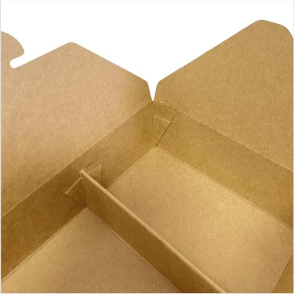 Biodegradable 2 Compartments Fast Food Compartment Container Take Out Brown Kraft Paper Food Lunch Box