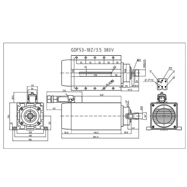 После обслуживания Онлайн поддержка 3,5 кВт ER20 воздушно-охлаждающий шпиндельный двигатель для гравировочной машины