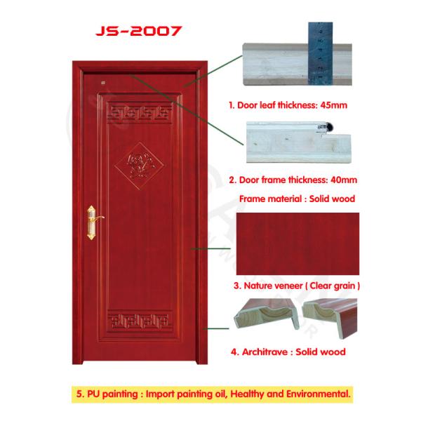 50mm Thick Commercial Fire Rated Interior Wood Doors For House Hotel Villa