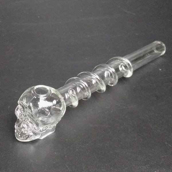 Colorful Skull Pyrex Glass Smoking Pipe Spoon Tube 5.5 Inch Straight Type
