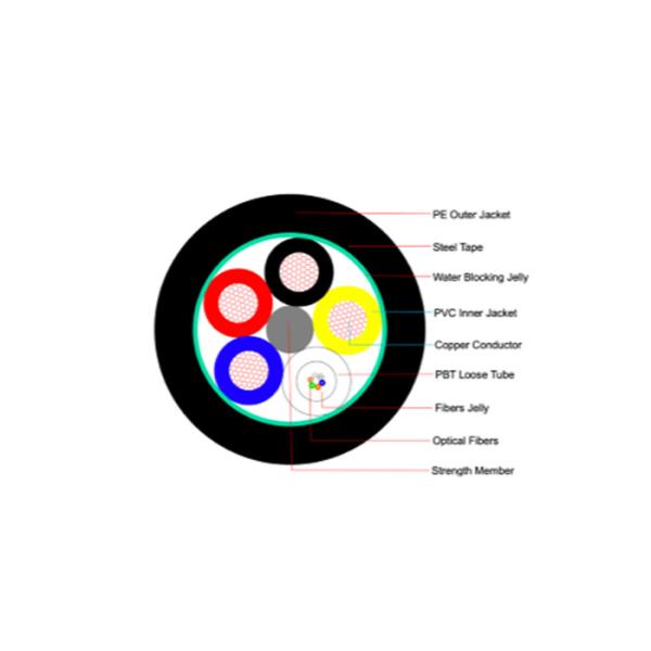 Мобильный коаксиальный кабель волокна сетей 6 Core3.0mm гибридный, кабель меди волокна PBT гибридный