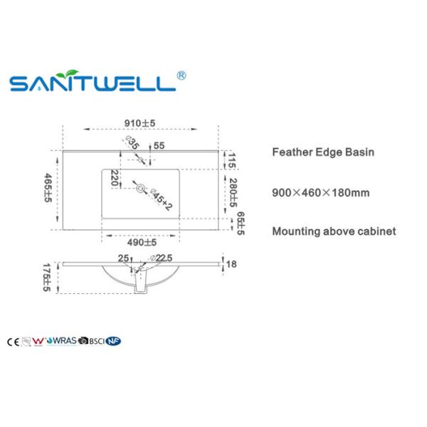 Белые керамические тазы Bathroom/раковина AB8003-90 800×460×180mm столешницы