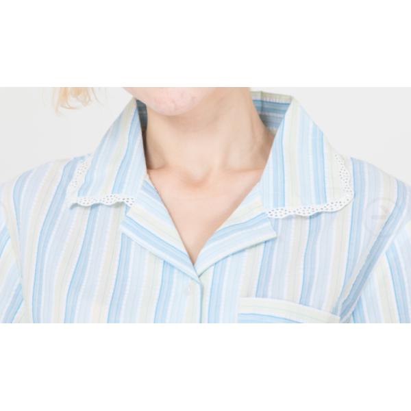 Striped Ladies Short Sleeve Pajama Sets , Lace Trimmed Women'S Sleepwear Sets