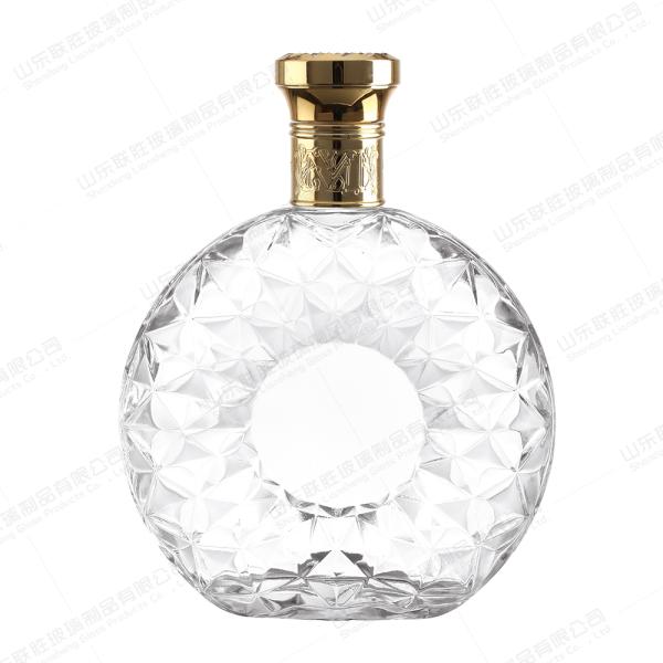 Clear Glass Wine Bottle With Metal Cap 750ml XO Empty Glass Liquor Whiskey Bottle
