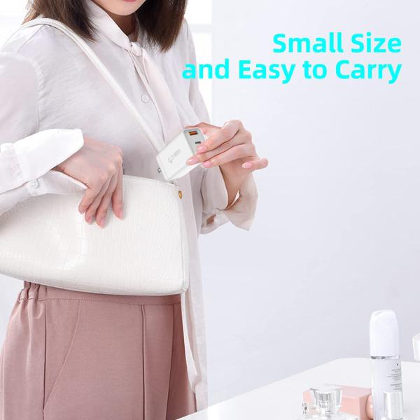 Foldable 3 Ports Fast Charging Wall Charger 65W USB A USB C Wall Charger