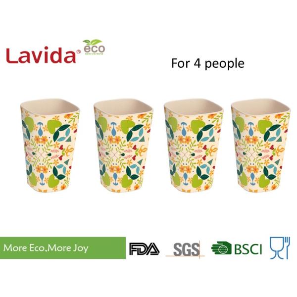 Tall Straight Bamboo Fibre Coffee Cup Non - Toxic Endurable Light Weight With Decal