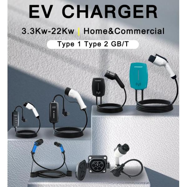 Floor-mounted 16 Amp 32 Amp Battery Powered EV Charger Charging Station With Ratractor