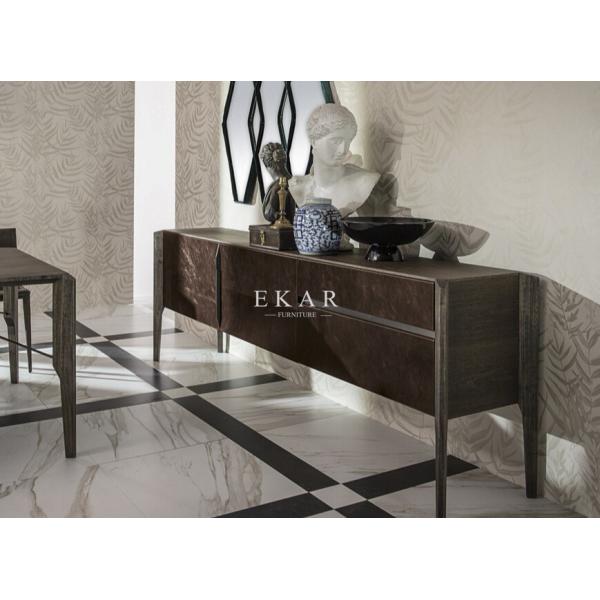 Living Room Morden Leather Walnut Soild Wood Tv Stand