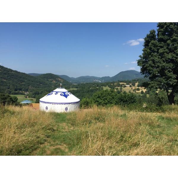 Modern Small Yurt Tent / Luxury Camping Tent With Drapes And Iron Gate