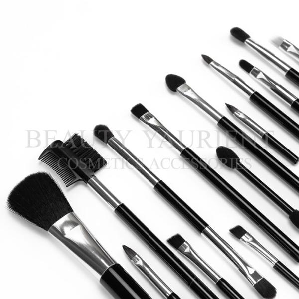 Portable Travel Mini Makeup Brush Set 14pcs Black Handle Vegan Makeup Brushes