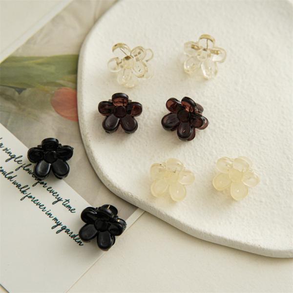 2 cm mini resin flower clip girls kids accessories DIY side clip transparent trumpet hair splinter clip