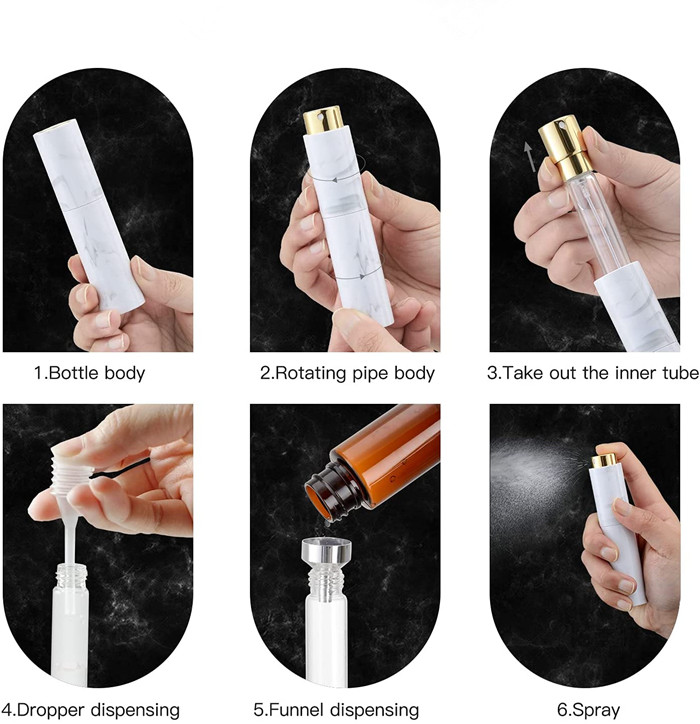 извив атомизатора духов косметического кармана 10ml refillable вверх по бутылке брызг с насосом