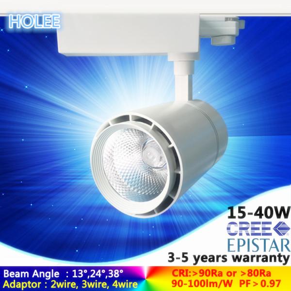 10W -50W 4000K AC230V 3-fase euro white/black COB led track light 10° to 60° beam angle