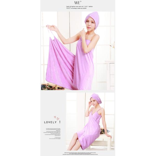fashionable soft microfiber bathrobe and bath cap suit popular for sale