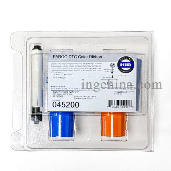 HID FARGO DTC Color Ribbon YMCKO 045200 - Compatible with DTC4500, 500 Prints per Roll, Precision-engineered for Sharp Images