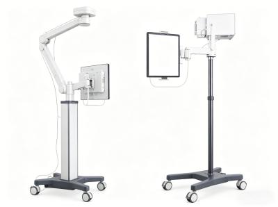 Height Adjustable Vertical DR Bucky Stand, Heavy Duty Mobile X-ray Detector Bracket, Portable Medical X-ray Imaging Support with Lockable Wheels