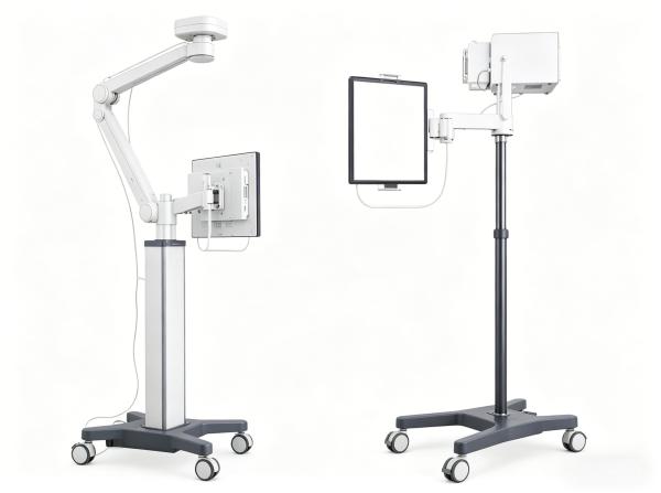 Height Adjustable Vertical DR Bucky Stand, Heavy Duty Mobile X-ray Detector Bracket, Portable Medical X-ray Imaging Support with Lockable Wheels