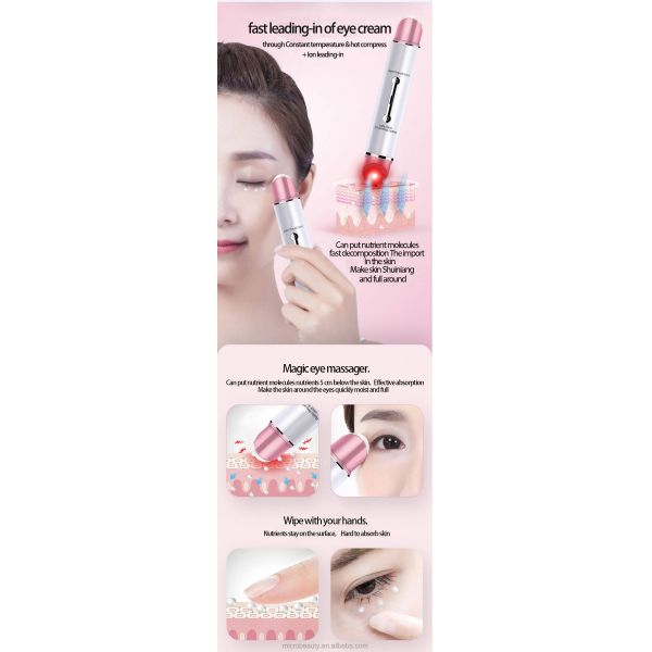 Rechargeable Eye Massager Pen with Radio Frequency for Dark Circles Reduction and Eye Fatigue Relief
