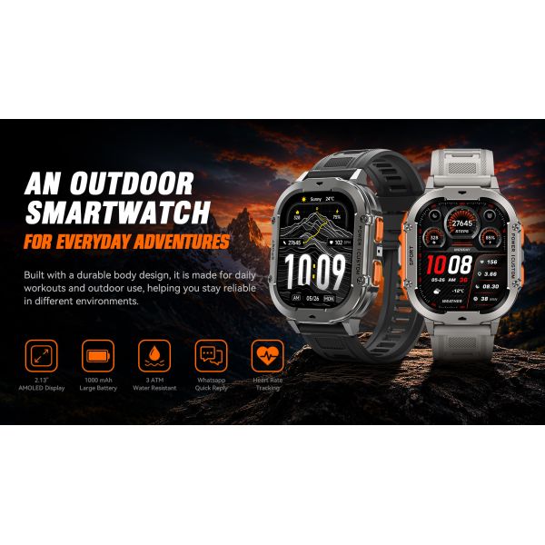 2026 New Smart Watch Men IP68 3ATM Outdoor Sports Fitness Tracker X7 Smartwatch